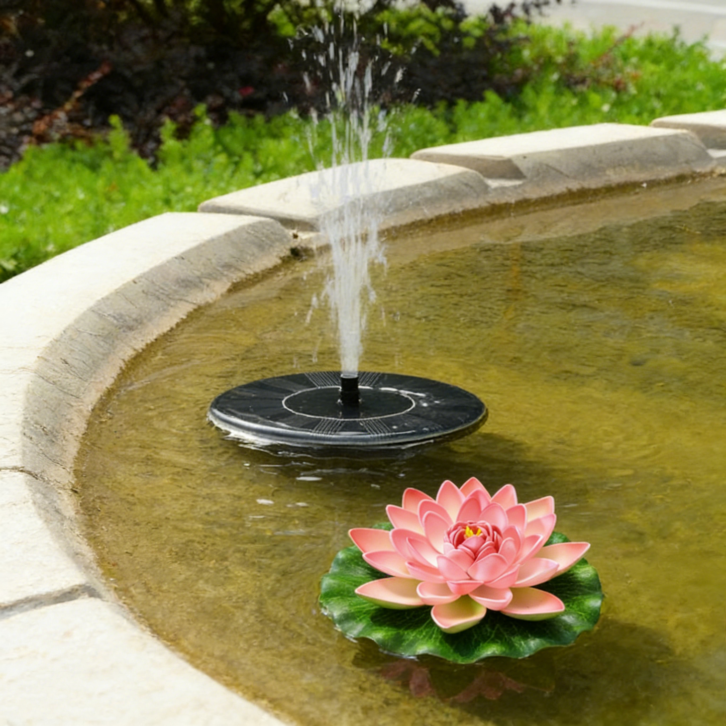 đSolar Fountain, Solar Powered Bird Bath Fountain Pump with 4 Nozzles 1.4W Solar Panel Kit Water Pump, Outdoor Watering Submersible Pump for Pond, Pool, Garden, Fish Tank