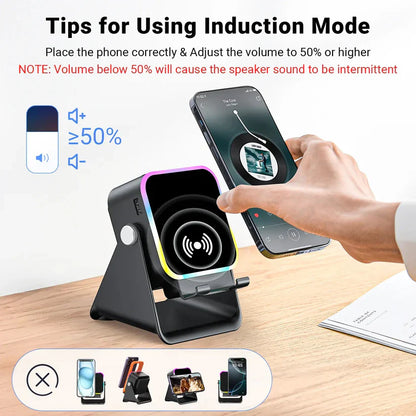 ⚡5-in-1 Wireless Speaker Phone Stand with Power Bank☀️-8JX3