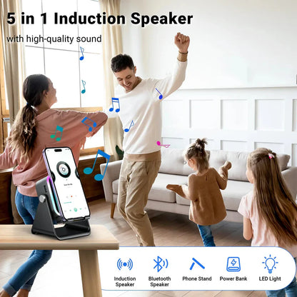⚡5-in-1 Wireless Speaker Phone Stand with Power Bank☀️-8JX3