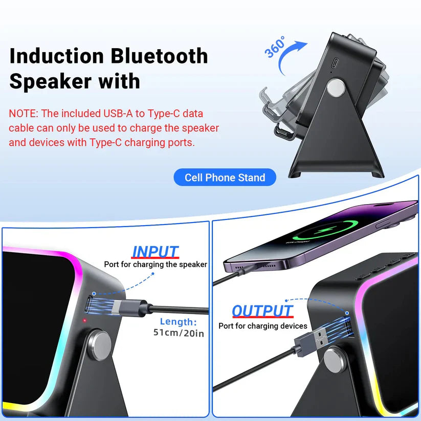 ⚡5-in-1 Wireless Speaker Phone Stand with Power Bank☀️-8JX3