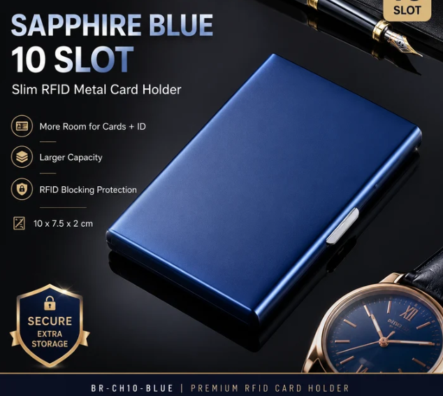 RFID Blocking Stainless Steel Card Holder, Slim Portable Anti‑Theft Metal Credit Card Case