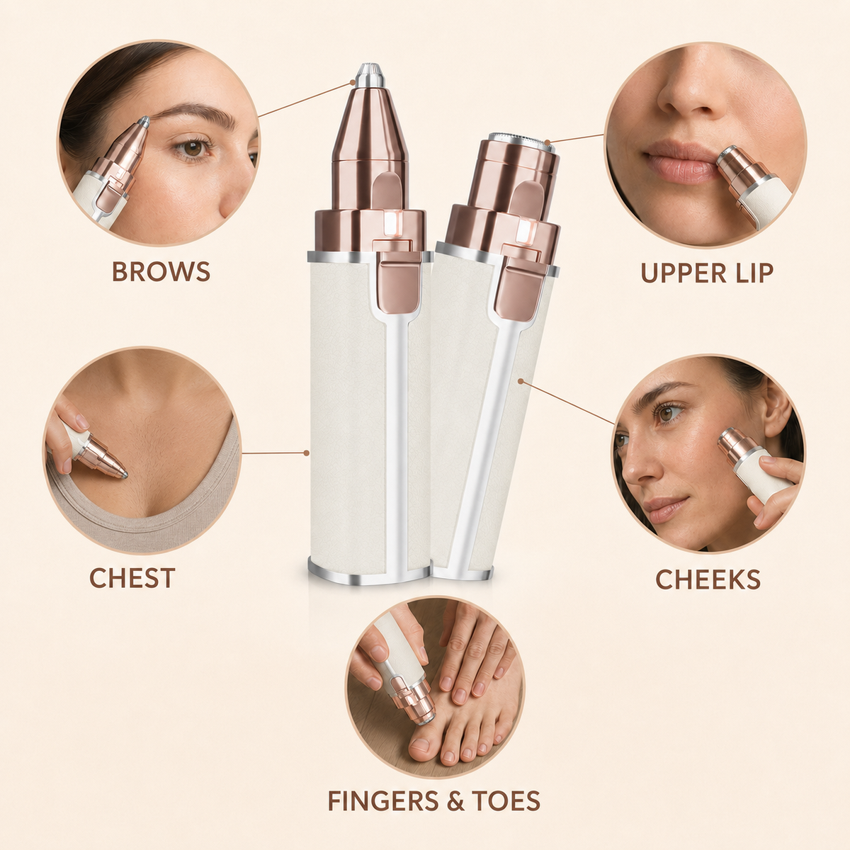 Bare Trimmer 2-in-1 Rechargeable Facial Hair Remover