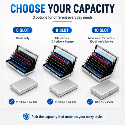 RFID Blocking Stainless Steel Card Holder, Slim Portable Anti‑Theft Metal Credit Card Case