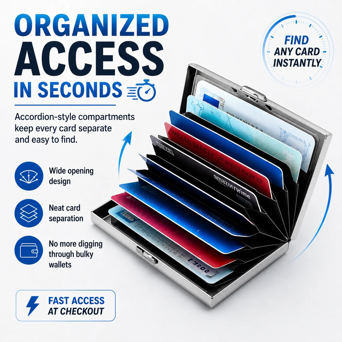 RFID Blocking Stainless Steel Card Holder, Slim Portable Anti‑Theft Metal Credit Card Case
