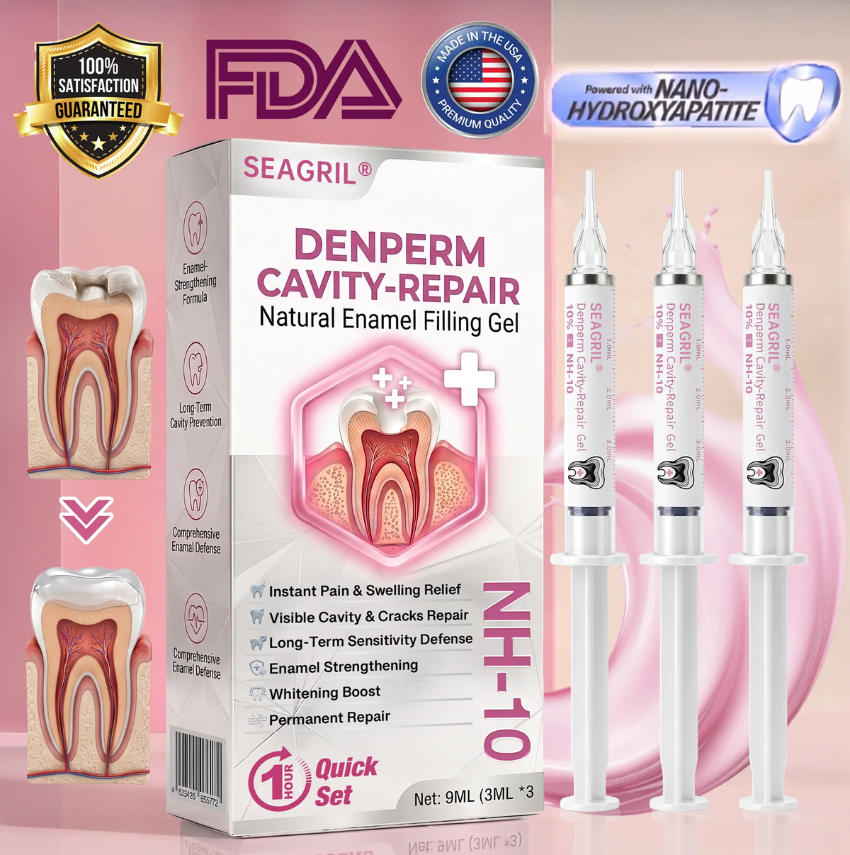 SEAGRIL® DenPerm Cavity-Repair Natural Enamel Filling Gel